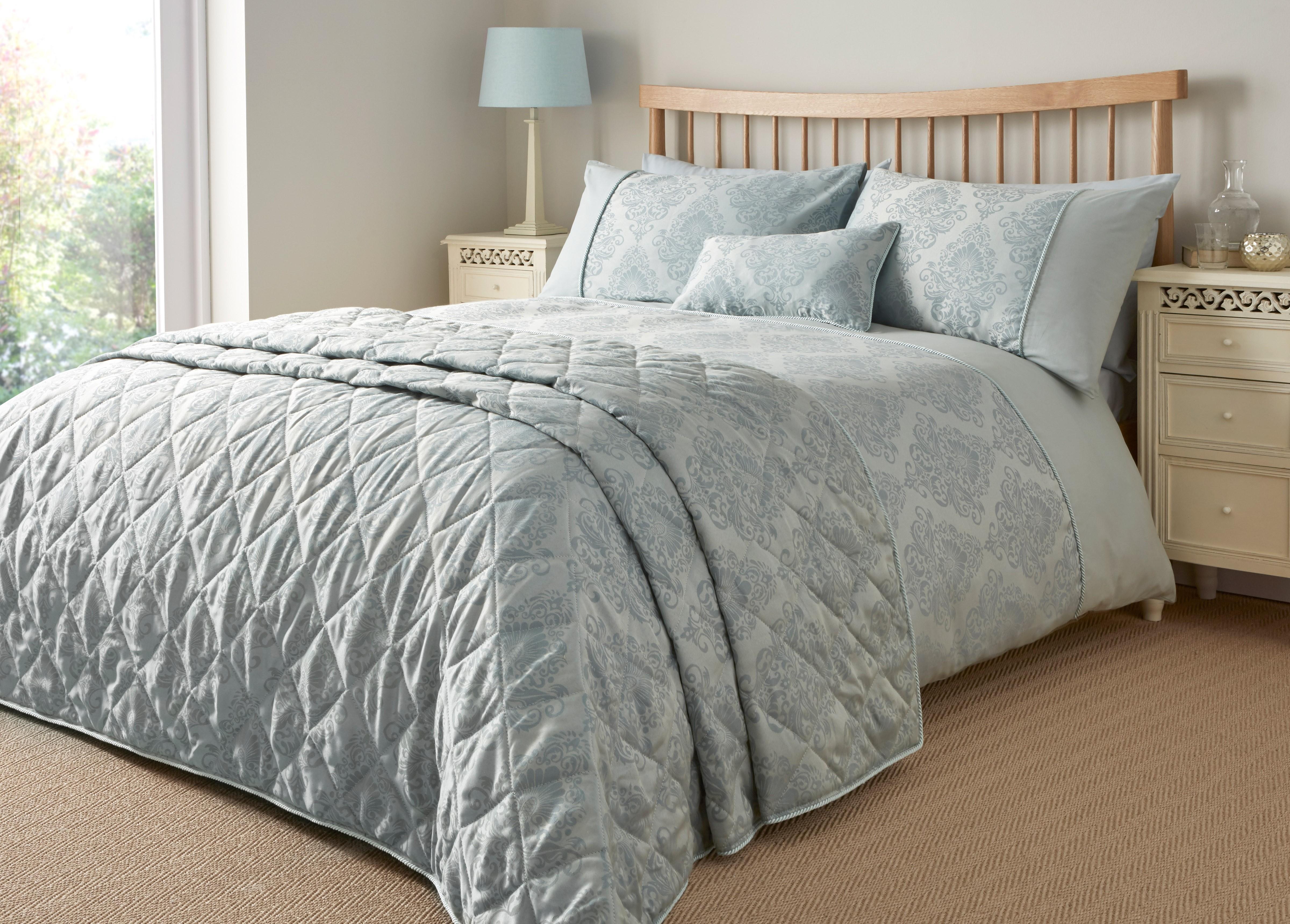 Sandringham Damask Jacquard Bedding Collection Duck Egg Ponden Home 